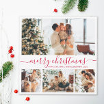 Minimalist Elegant 4 Photo Collage Christmas Holiday Card<br><div class="desc">Elegant Calligraphy Minimalist White and Red 4 Photo Collage Merry Christmas Script Holiday Card. This festive, mimimalist, whimsical four (4) photo holiday card template features a pretty photo collage and says „Merry Christmas”! The „Merry Christmas” greeting text is written in a beautiful hand lettered swirly swash-tail font type in red...</div>