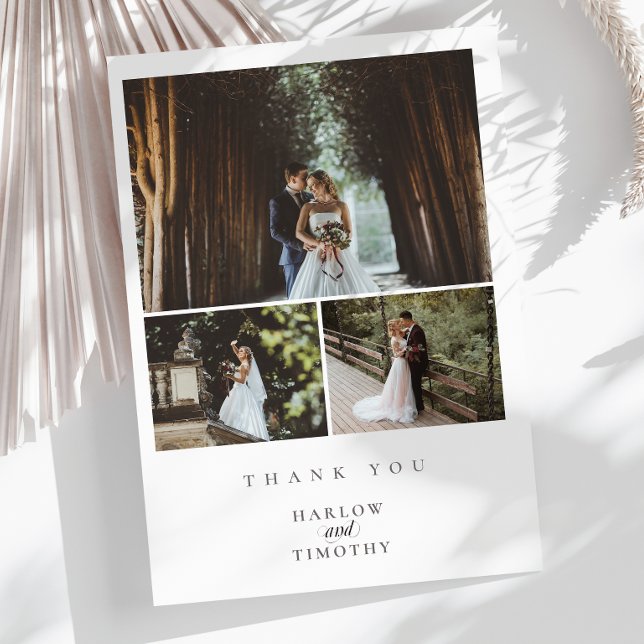 Minimalist Elegant 4 Photo Wedding Thank You Card (Minimalist 4 Photo Wedding Thank You Card)