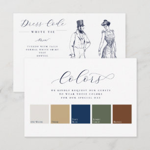 Minimalist Elegant 5 Colors Wedding Dress Code Enclosure Card