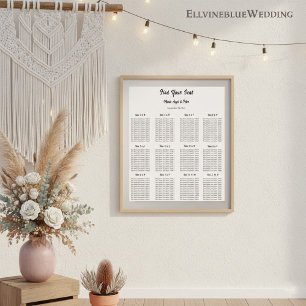 Minimalist Elegant ABC Typography Seating Plan Poster