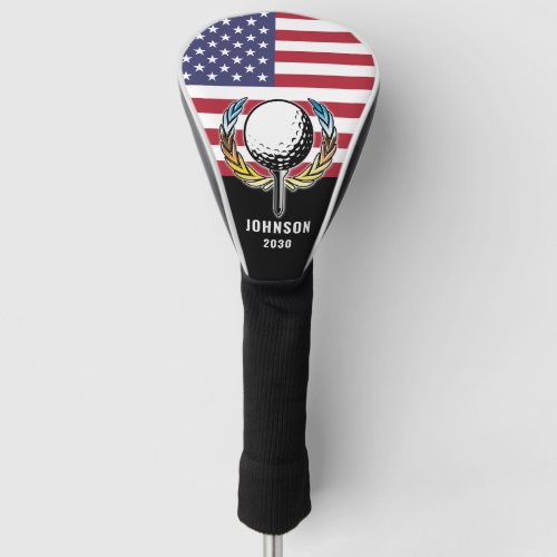 Minimalist Elegant American Flag Golf Design Golf Head Cover