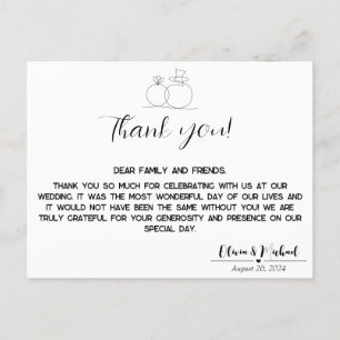 Minimalist, Elegant and Simple Wedding Thank You Postcard