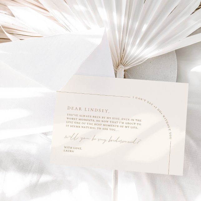 Minimalist Elegant Arch Bridesmaid Proposal Card (Creator Uploaded)