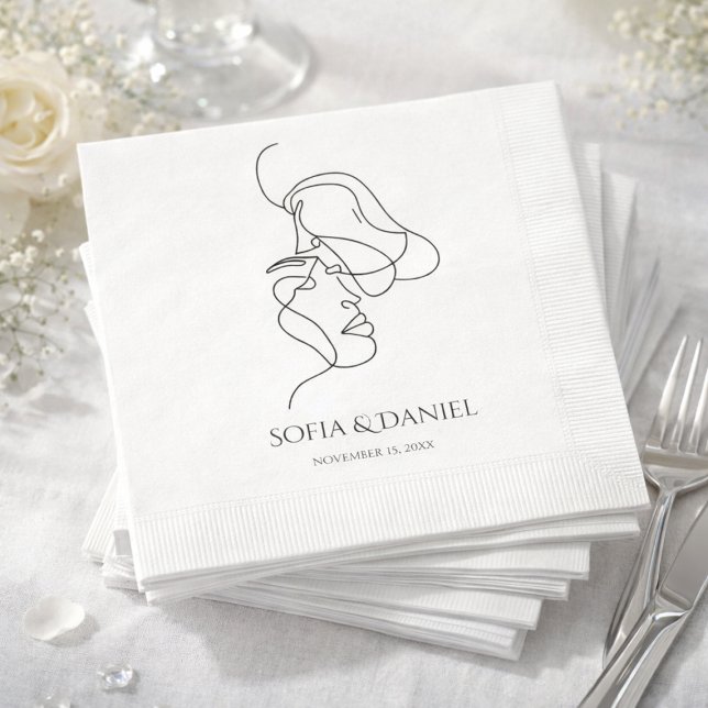 Minimalist  Elegant Artistic Linnear Wedding Napkins (Creator Uploaded)