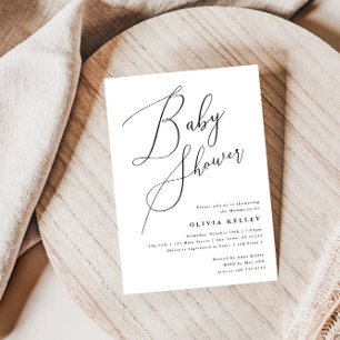 Minimalist Elegant Baby Shower Black and White Invitation