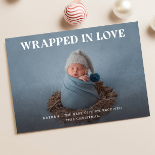 Minimalist Elegant Babys First Christmas Photo Holiday Card