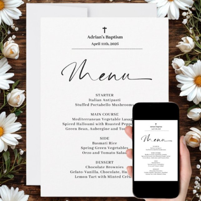 Minimalist Elegant Baptism Menu Invitation (Creator Uploaded)