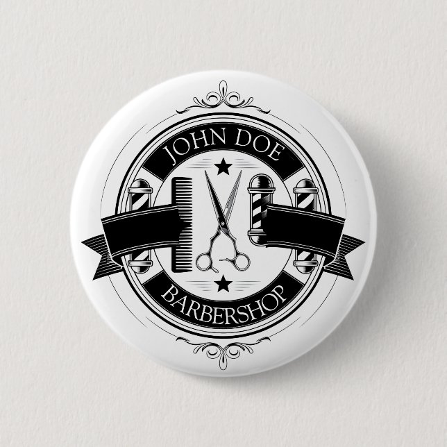 Minimalist Elegant Barbershop  Button (Front)