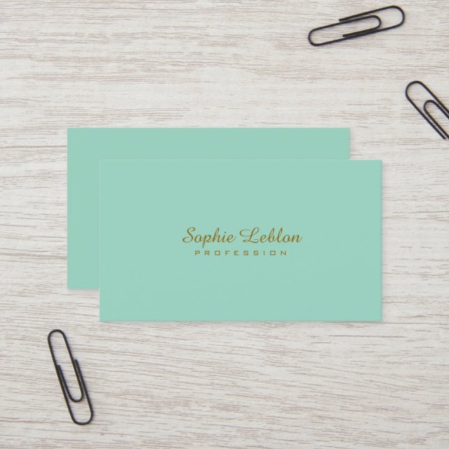 Minimalist Elegant Basic Simple Plain light-teal Business Card (Front/Back In Situ)