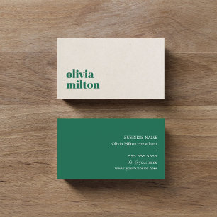 Minimalist Elegant Beige Green Consultant Business Card