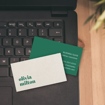 Minimalist Elegant Beige Green Consultant Business Card by pro_business_card at Zazzle