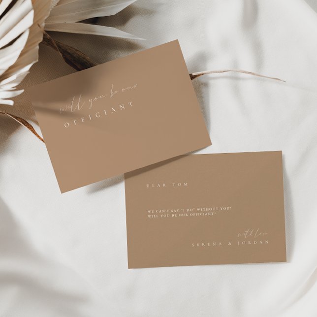 Minimalist Elegant Beige Officiant Proposal Card (Creator Uploaded)