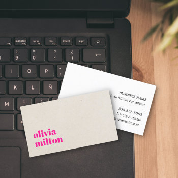 Minimalist Elegant Beige Pink Consultant Business Card by pro_business_card at Zazzle