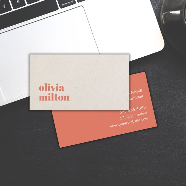 Minimalist Elegant Beige Terracotta Consultant Business Card (Creator Uploaded)