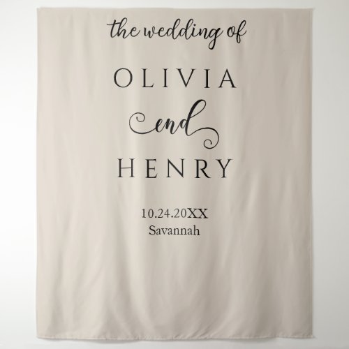 Minimalist Elegant  Beige Wedding Banner Tapestry