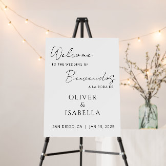 Minimalist Elegant Bilingual Wedding Welcome Sign