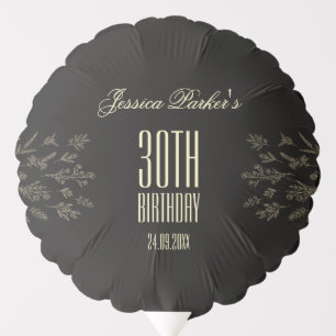Minimalist Elegant Black 30th Birthday Balloon