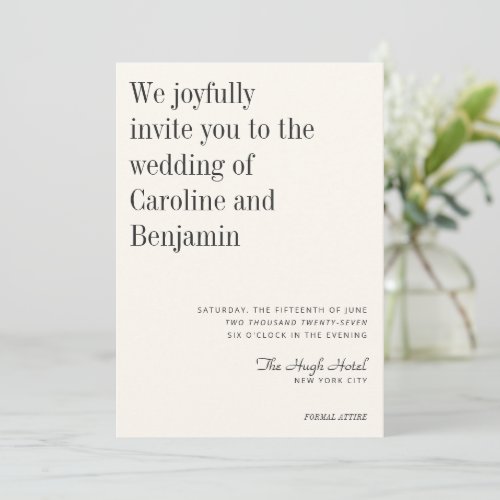 Minimalist Elegant Black and White Modern Wedding  Invitation