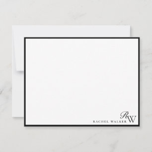 Minimalist Elegant Black and White Monogram Note Card
