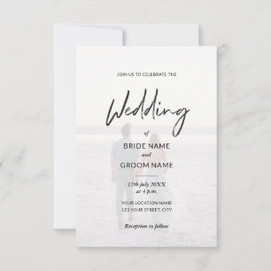 Minimalist Elegant Black and White Photo Wedding Invitation