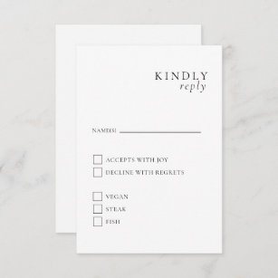 Minimalist Elegant Black and White RSVP card
