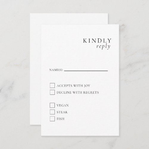 Minimalist Elegant Black and White RSVP card