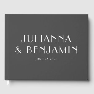 Minimalist Elegant Black and White Wedding Guest Book