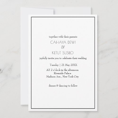 Minimalist Elegant Black and White Wedding Invitation