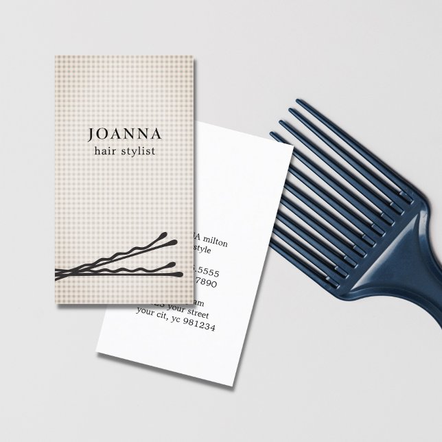 Minimalist Elegant Black Bobby Pins Hair Stylist Business Card (Creator Uploaded)