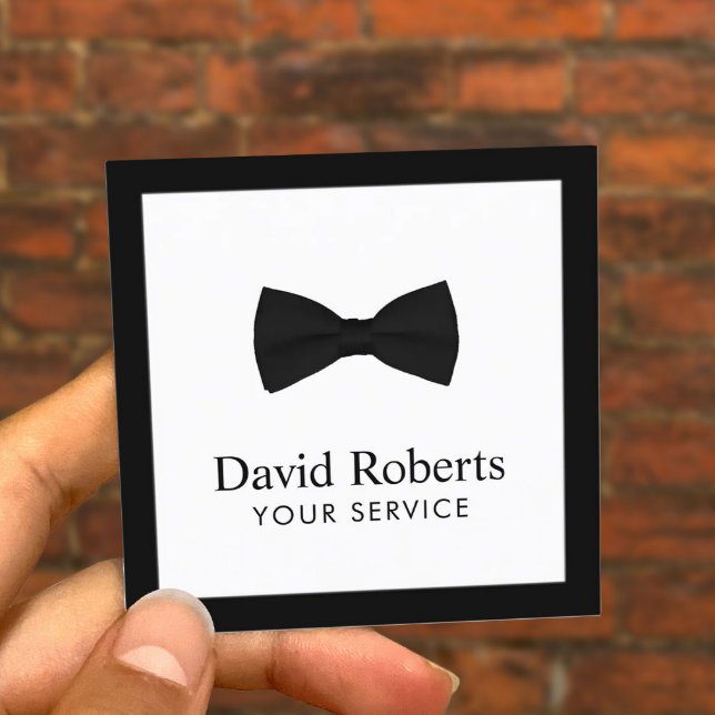 Minimalist Elegant Black Bow Tie Modern Square Business Card