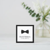 Minimalist Elegant Black Bow Tie Modern Square Business Card (Standing Front)