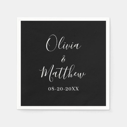 Minimalist Elegant Black Classic Wedding Napkins