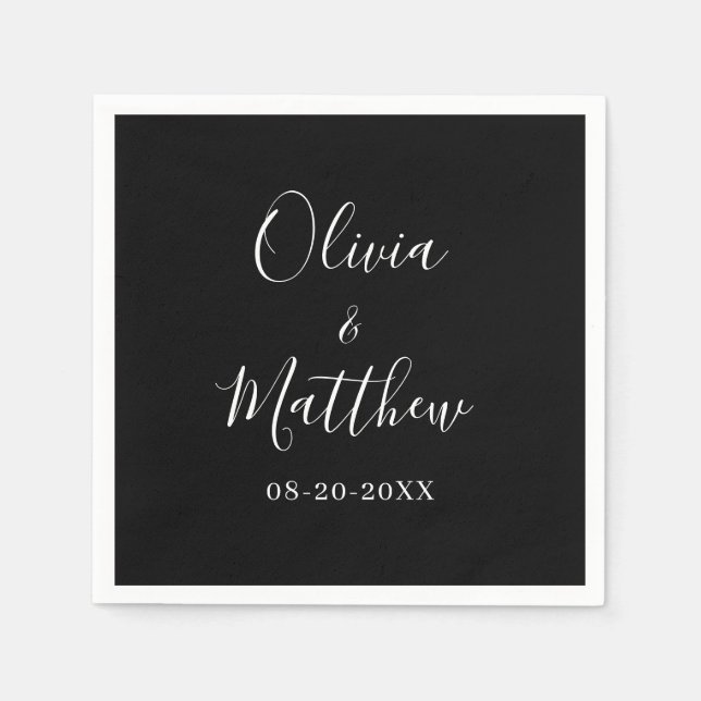 Minimalist Elegant Black Classic Wedding Napkins (Front)