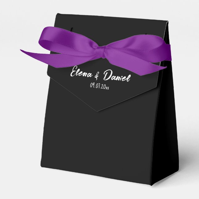 Minimalist elegant black dress wedding favor boxes (Front Side)