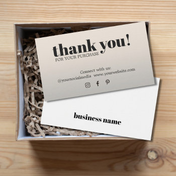 Minimalist Elegant Black Faux Silver Thank You by pro_business_card at Zazzle