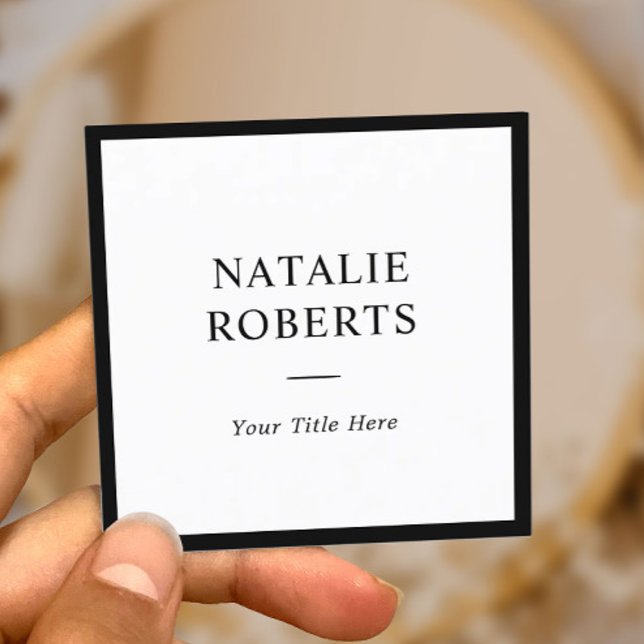 Minimalist Elegant Black Frame Professional Square Business Card (Creator Uploaded)