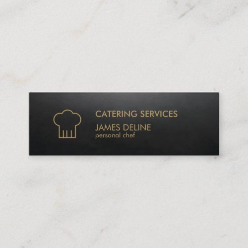 Minimalist Elegant Black Gold Chef Hat Catering Mini Business Card