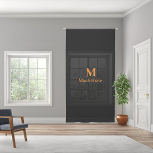 Minimalist Elegant Black Golden Monogram Custom Sheer Curtains