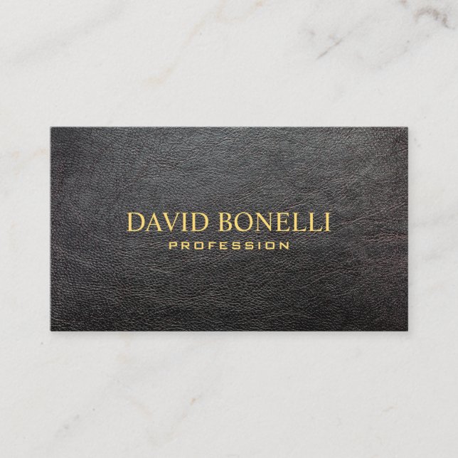 Minimalist Elegant Black Leather Look Professional Business Card (Front)