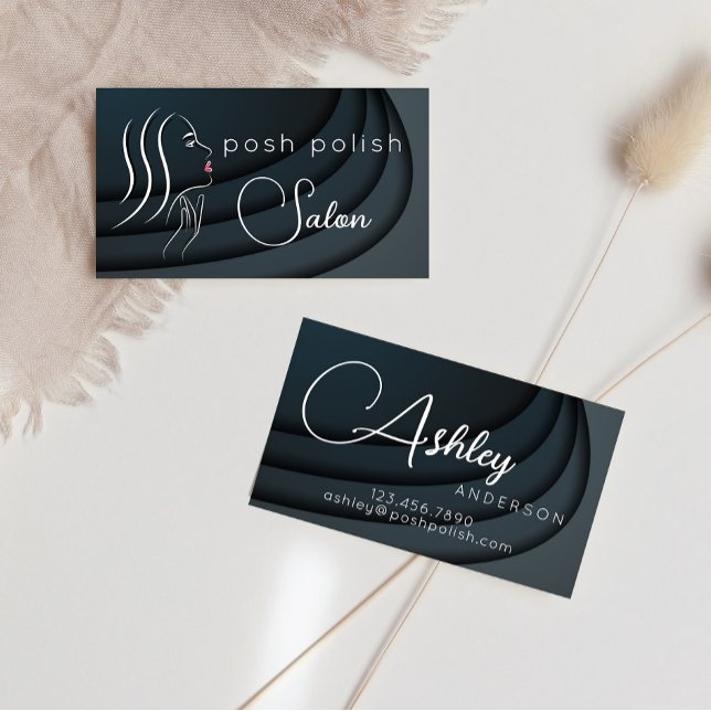 Minimalist Elegant Black Professional Salon Business Card (Creator Uploaded)