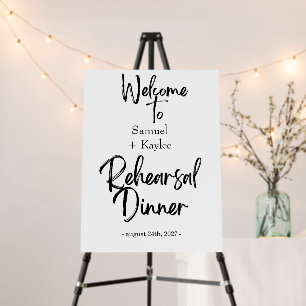 Minimalist Elegant Black Rehearsal Dinner Invite Foam Board