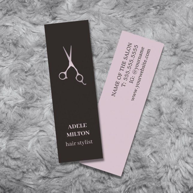 Minimalist Elegant Black Rose Hair Stylist Mini Business Card (Creator Uploaded)