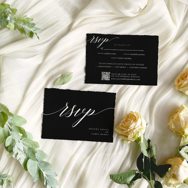 Minimalist Elegant Black Wedding RSVP Card (Creator Uploaded)