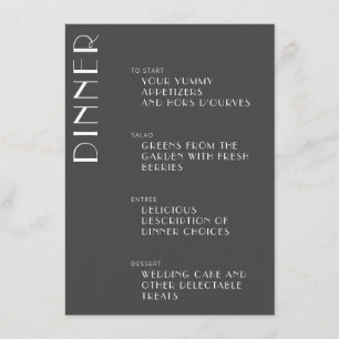 Minimalist Elegant Black White Art Deco Wedding Menu