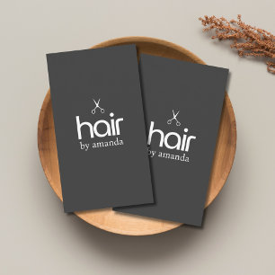 Minimalist Elegant Black White Bold Scissors Hair Business Card