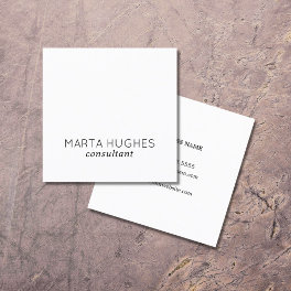 Minimalist Elegant Black White Consultant Square Business Card