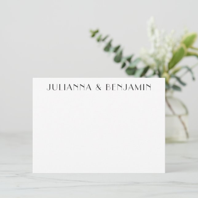 Minimalist Elegant Black White Custom Art Deco Note Card (Standing Front)