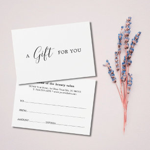 Minimalist Elegant Black White Gift Certificate