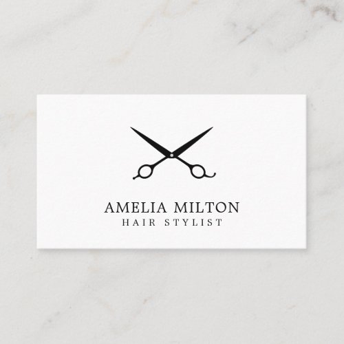 Minimalist Elegant Black & White Hair Stylist Business Card