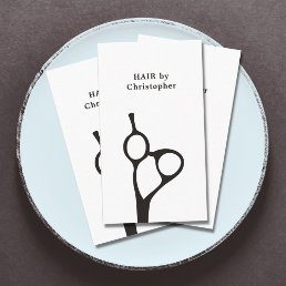 Minimalist Elegant Black White Hair Stylist Business Card